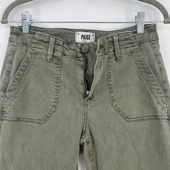 Paige Utility Joggers Womens Pants Sz 26 Olive Quiet Luxury Minimalist Ankle Zip - Picture 6 of 11